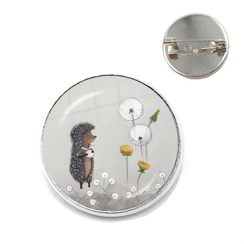 Broche Hérisson Dans Le Brouillard Pour Femmes Et Hommes, Broches Pour Nouveau Dôme En Verre Rond, Animal Mignon, Bijoux En Métal, Cadeau, Livraison Directe
