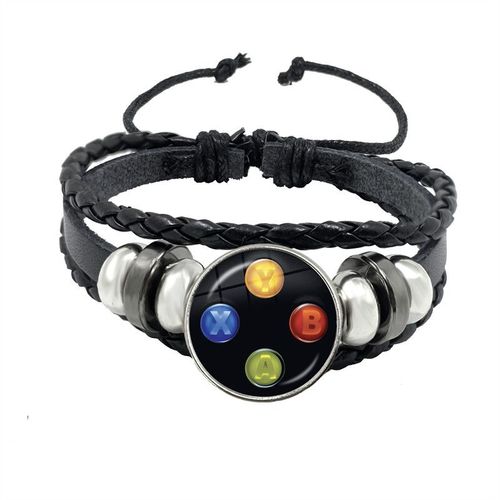 Bracelet En Cuir Tissé Avec Dôme En Verre Pour Filles, Contrôleur De Jeu Vidéo Punk, Cadeau D'anniversaire Pour Petit Ami, Nouvelle Collection