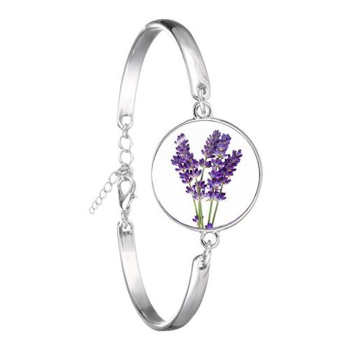 Bracelet En Chaîne À Maillons En Forme De Dôme De Verre, Couleur Argent, Violet, Lavande, Pour Femmes Et Filles, Bijoux D'anniversaire, À La Mode