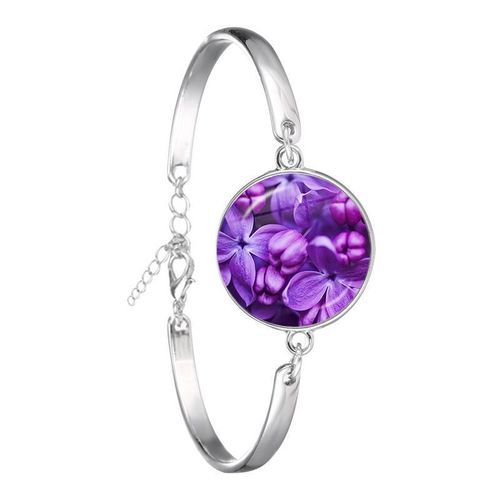 Bracelet En Chaîne À Maillons En Forme De Dôme De Verre, Couleur Argent, Violet, Lavande, Pour Femmes Et Filles, Bijoux D'anniversaire, À La Mode
