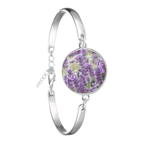 Bracelet En Chaîne À Maillons En Forme De Dôme De Verre, Couleur Argent, Violet, Lavande, Pour Femmes Et Filles, Bijoux D'anniversaire, À La Mode