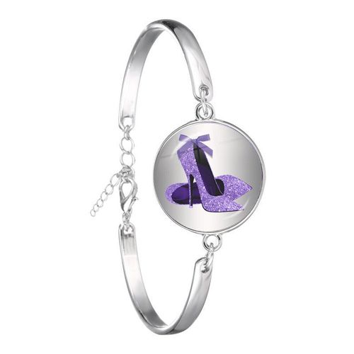 Bracelet En Chaîne À Maillons En Forme De Dôme De Verre, Couleur Argent, Violet, Lavande, Pour Femmes Et Filles, Bijoux D'anniversaire, À La Mode