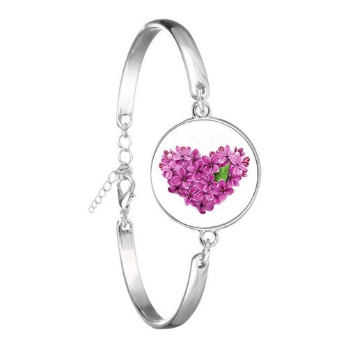 Bracelet En Chaîne À Maillons En Forme De Dôme De Verre, Couleur Argent, Violet, Lavande, Pour Femmes Et Filles, Bijoux D'anniversaire, À La Mode