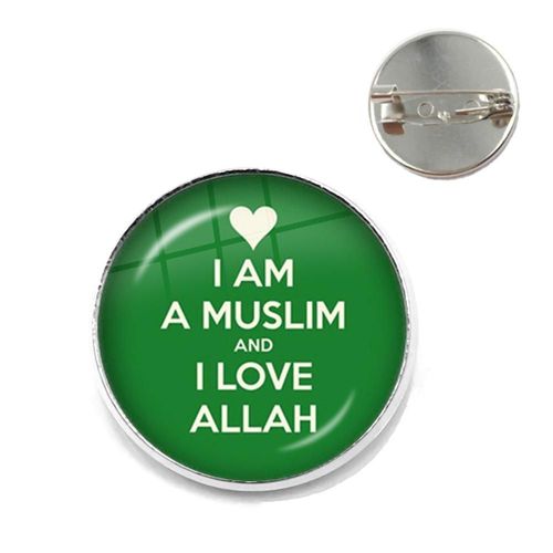Broches Musulmanes Avec Symbole Allah Pour Hommes Et Femmes, Bijoux En Verre Arabe, Cabochon, Badge, Cadeau Religieux
