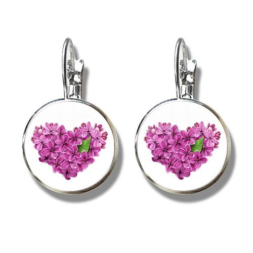 Boucles D'oreilles Françaises En Forme De Dôme De Verre, Bijoux Pour Femmes Et Filles, Cadeau, Livraison Directe, Violet Lavande, Fleurs Et Plantes