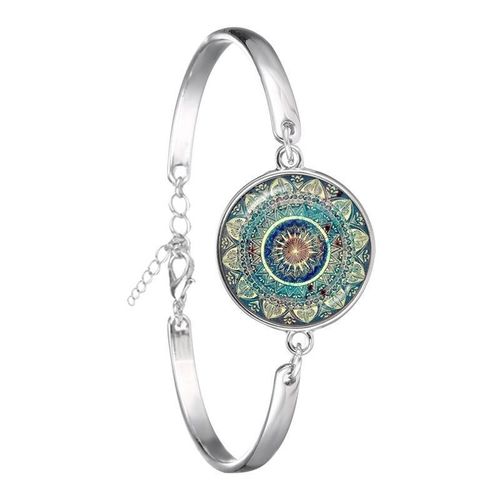 Bracelet Om Yoga Chakra, Classique, Fleur De Vie, Mandala, Cabochon En Verre, Géométrie Sacrée, 18mm, Bijoux Pour Femmes Et Hommes