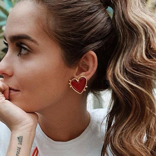 Boucles D'oreilles En Forme De C¿Ur Rouge En Métal Localité Pour Femme, Bijoux De Ixà La Mode, Nouveau Design