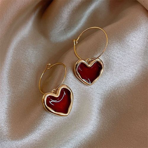 Boucles D'oreilles En Forme De C¿Ur Rouge En Métal Localité Pour Femme, Bijoux De Ixà La Mode, Nouveau Design