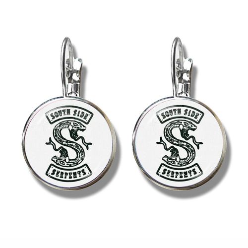Boucles D'oreilles Serpents South Side Pour Femme, Motif Vipère, Cabochon En Verre, Charme, Crochet Français, Tv Riverdale, Gérjewelry, 12mm