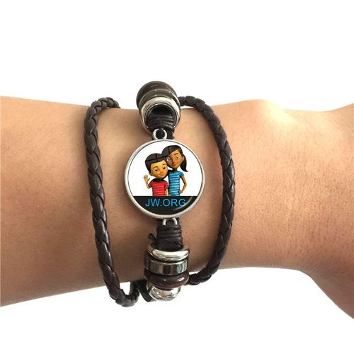 Bracelet Punk En Cuir Noir/Marron, Bijou Avec Cabochon En Verre De 20mm