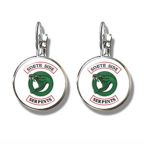 Boucles D'oreilles Serpents South Side Pour Femme, Motif Vipère, Cabochon En Verre, Charme, Crochet Français, Tv Riverdale, Gérjewelry, 12mm