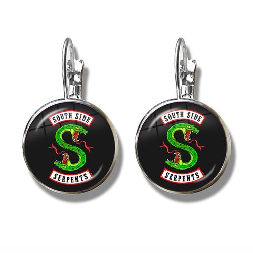 Boucles D'oreilles Serpents South Side Pour Femme, Motif Vipère, Cabochon En Verre, Charme, Crochet Français, Tv Riverdale, Gérjewelry, 12mm