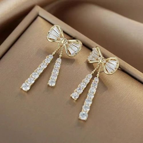 Boucles D'oreilles Asymétriques Pour Femmes, Mignon N¿Ud Papillon Noir, Boucles D'oreilles En Forme De C¿Ur, Accessoires En Strass