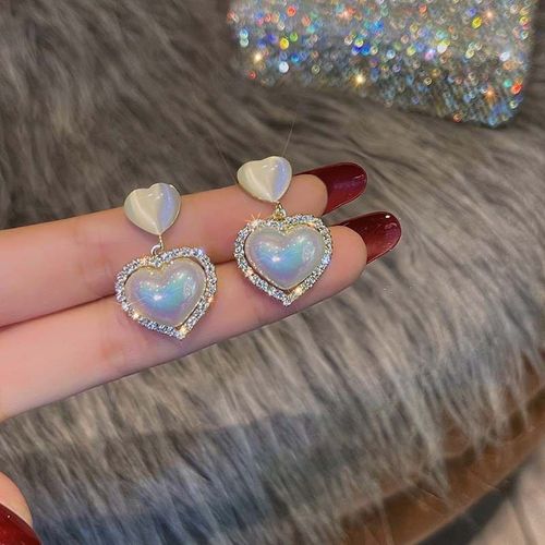 Boucles D'oreilles Asymétriques Pour Femmes, Mignon N¿Ud Papillon Noir, Boucles D'oreilles En Forme De C¿Ur, Accessoires En Strass