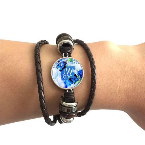 Bracelet Punk En Cuir Noir/Marron, Bijou Avec Cabochon En Verre De 20mm
