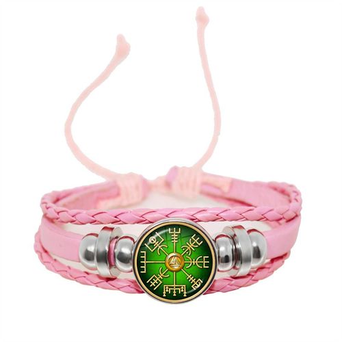 Bracelet Boussole Multicouche En Cuir Tressé Viking Pour Homme, Perles De Bois, Mode Décontractée, Bracelets Rétro Punk, Bracelet Rond, Cadeau