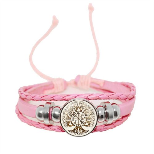 Bracelet Boussole Multicouche En Cuir Tressé Viking Pour Homme, Perles De Bois, Mode Décontractée, Bracelets Rétro Punk, Bracelet Rond, Cadeau