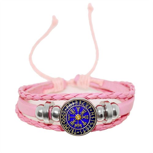 Bracelet Boussole Multicouche En Cuir Tressé Viking Pour Homme, Perles De Bois, Mode Décontractée, Bracelets Rétro Punk, Bracelet Rond, Cadeau