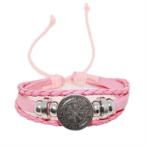 Bracelet Boussole Multicouche En Cuir Tressé Viking Pour Homme, Perles De Bois, Mode Décontractée, Bracelets Rétro Punk, Bracelet Rond, Cadeau