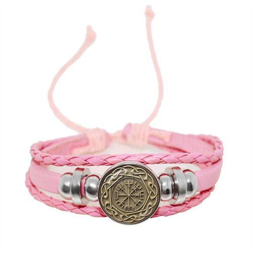 Bracelet Boussole Multicouche En Cuir Tressé Viking Pour Homme, Perles De Bois, Mode Décontractée, Bracelets Rétro Punk, Bracelet Rond, Cadeau