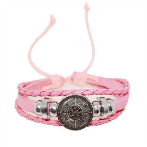 Bracelet Boussole Multicouche En Cuir Tressé Viking Pour Homme, Perles De Bois, Mode Décontractée, Bracelets Rétro Punk, Bracelet Rond, Cadeau