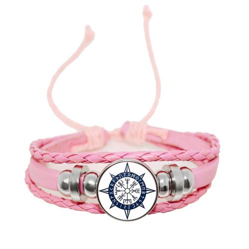 Bracelet Boussole Multicouche En Cuir Tressé Viking Pour Homme, Perles De Bois, Mode Décontractée, Bracelets Rétro Punk, Bracelet Rond, Cadeau