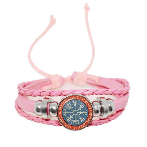 Bracelet Boussole Multicouche En Cuir Tressé Viking Pour Homme, Perles De Bois, Mode Décontractée, Bracelets Rétro Punk, Bracelet Rond, Cadeau