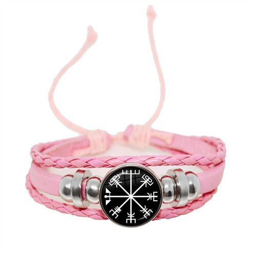 Bracelet Boussole Multicouche En Cuir Tressé Viking Pour Homme, Perles De Bois, Mode Décontractée, Bracelets Rétro Punk, Bracelet Rond, Cadeau