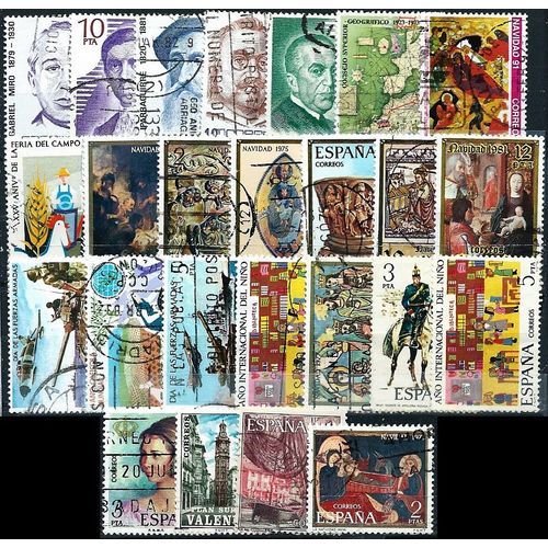 Espagne, Beau Lot Destockage - 25 Timbres Oblitérés Toutes Périodes, Certains Anciens, Belle Cote. Photo Contractuelle - Le Lot Que Vous Voyez Est Celui Que Vous Recevrez. Timbres En Très Bon État.