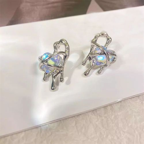 Boucles D'oreilles À Tige Papillon Évidées Pour Femmes, Métal Liquide, Accessoires De Charme De Personnalité, Bijoux De Mode, Irrégulière, Style Y2k