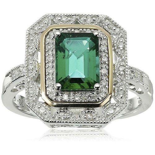 Bague En Cristal Vert Plaqué Argent Et Or Pour Femme, Style Art Déco, Bijoux, Taille 6-10