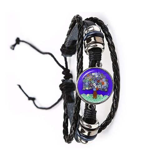 Bracelet En Cuir Murano Millefiori Multicolore Fleur 20mm, Cabochon En Verre Réglable Pour Femmes Et Hommes, Cadeau Vente En Gros