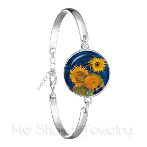 Bracelet De Nuit Étoilée Van Gogh, Classique, Image D'art, Cabochon En Verre, Chaîne Plaquée Argent, Bijoux À La Mode, Cadeau Pour Femmes, 2018