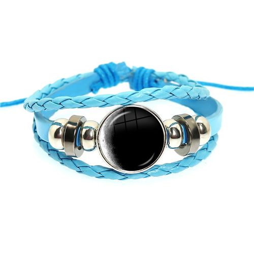 Bracelet De Personnalité En Cuir Tressé Avec Corde Rose, Motif De La Lune, Bouton Cabochon En Verre, Accessoires Cadeau