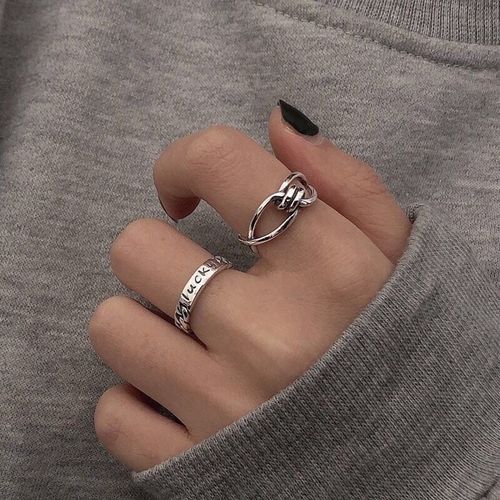 Bague En Pierre Cubique Blanche Pour Femme, Matiques Géométriques En Argent, Accessoires De Fête, Cadeau De Bijoux Yk2, 2 Pièces