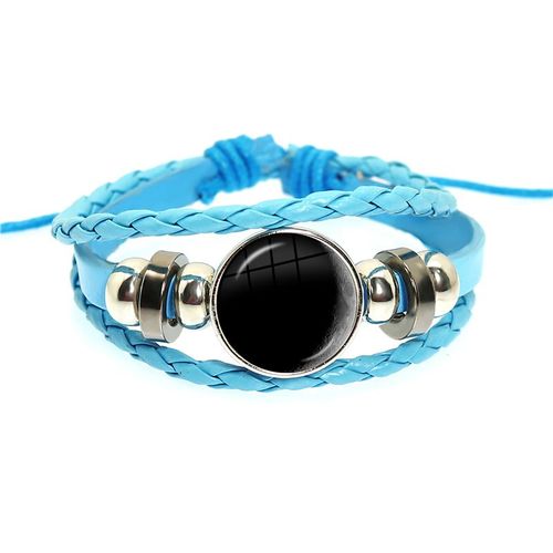 Bracelet De Personnalité En Cuir Tressé Avec Corde Rose, Motif De La Lune, Bouton Cabochon En Verre, Accessoires Cadeau