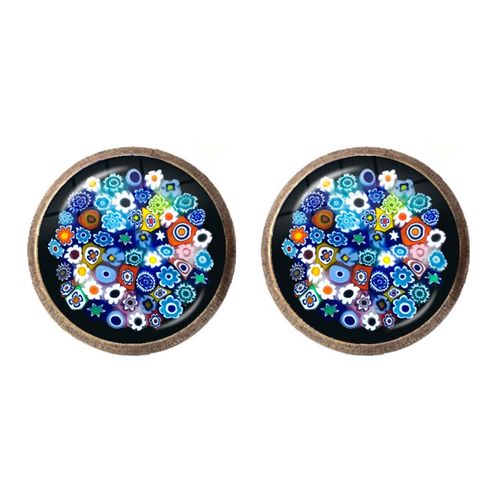 Boucles D'oreilles En Forme De Fleur Multicolore Pour Femmes Et Filles, Bijoux En Verre, Cabochon, Offre Spéciale, Vente En Gros, Murano Millefiori