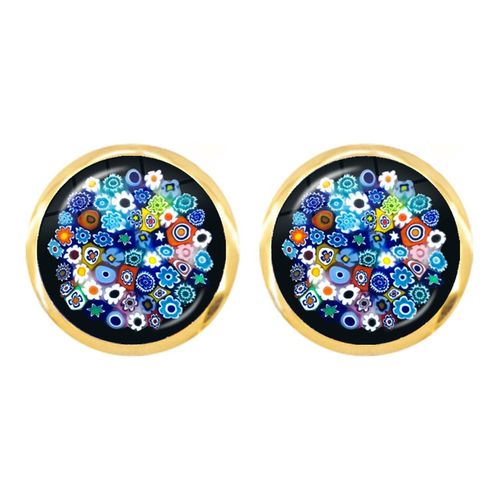 Boucles D'oreilles En Forme De Fleur Multicolore Pour Femmes Et Filles, Bijoux En Verre, Cabochon, Offre Spéciale, Vente En Gros, Murano Millefiori