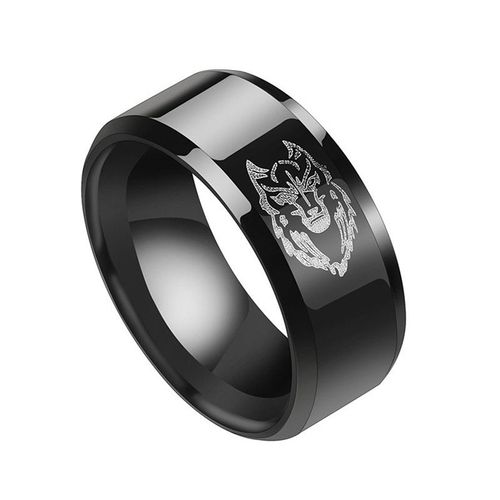 Bagues En Titane En Acier Inoxydable Pour Hommes Et Femmes, Motif Tête De Loup Noir, Bandes De Mariage, Bijoux Punk Vintage, Mode