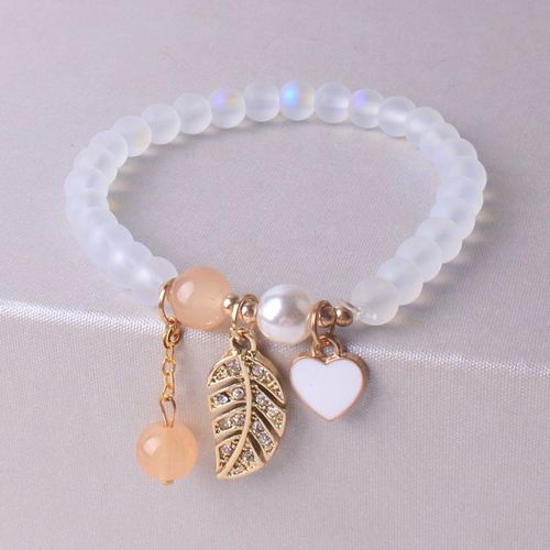 Bracelets À Breloques En Verre Opale Pour Femmes Et Filles, Faits À La Main, Breloques En Perles, Uniques, À La Mode, Élastique, Bijoux De Mariage, Cadeaux D'anniversaire