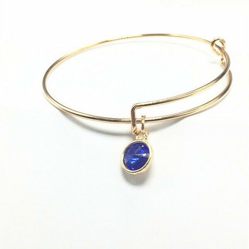Bracelet Avec Pendentif Pour Femme, Breloque En Fil Extensible, Bleu Lac, Couleur Or