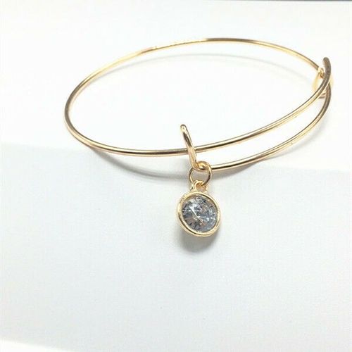 Bracelet Avec Pendentif Pour Femme, Breloque En Fil Extensible, Bleu Lac, Couleur Or