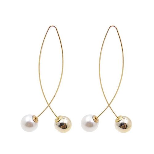 Boucles D'oreilles À Tige En Forme De Poisson Pour Femmes, Boule En Métal, Simplicité, Fil De Cuivre Fait À La Main, Perle De Charme, Accessoires Géométriques