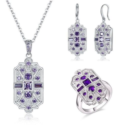 Ensembles De Bijoux En Cristal De Pierre Bleue Pour Femmes, Collier, Boucles D'oreilles, Bague, Style Artistique, Fiançailles De Patients, Cadeaux De Mariage, Mode
