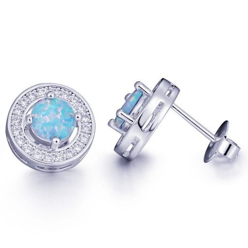 Boucles D'oreilles Imitation Opale Blanche Pour Femmes, Bijoux Fantaisie, Zircon, Argent