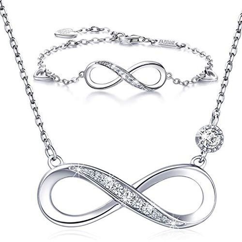 Ensemble Collier Et Bracelet Forever Love Pour Femme, Bijoux Coeur Extron, Or, Argent, Or Rose, Diamant, Cadeau Pour La Fête Des Mères, Mode, 1 Ensemble