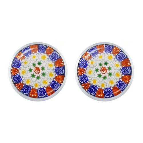 Boucles D'oreilles Vintage Mandala Millefiori En Verre, Cabochon, Clou D'oreille Fleur Multicolore, Bijoux Inspirés Pour Femmes Et Filles