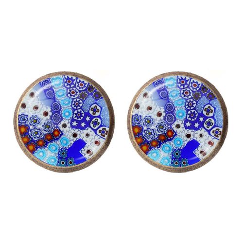 Boucles D'oreilles Vintage Mandala Millefiori En Verre, Cabochon, Clou D'oreille Fleur Multicolore, Bijoux Inspirés Pour Femmes Et Filles