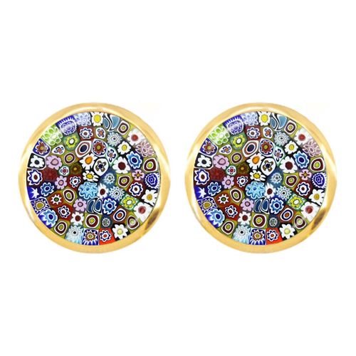 Boucles D'oreilles Vintage Mandala Millefiori En Verre, Cabochon, Clou D'oreille Fleur Multicolore, Bijoux Inspirés Pour Femmes Et Filles