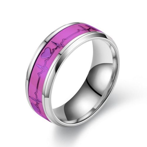 Bagues De Couple En Acier Inoxydable Pour Hommes Et Femmes, Battement De Coeur Multicolore, Brcorporelle, Shoous, Ecg, Mode, Fiançailles, Mariage